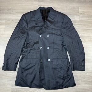 Canali Taylor Richards Super‎ 120 Pinstripe Double Breasted Wool Blazer Size 44L